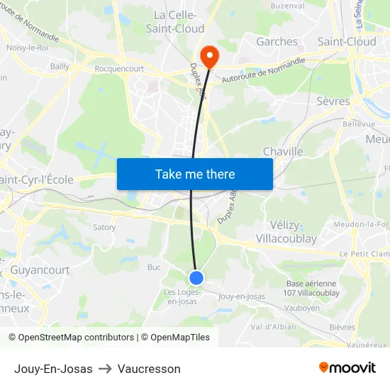 Jouy-En-Josas to Vaucresson map