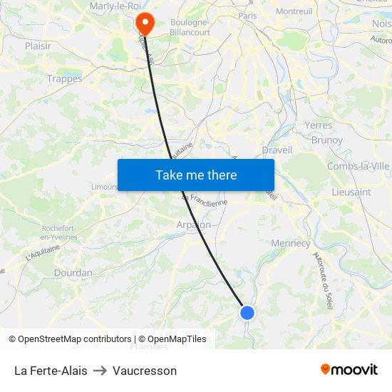 La Ferte-Alais to Vaucresson map