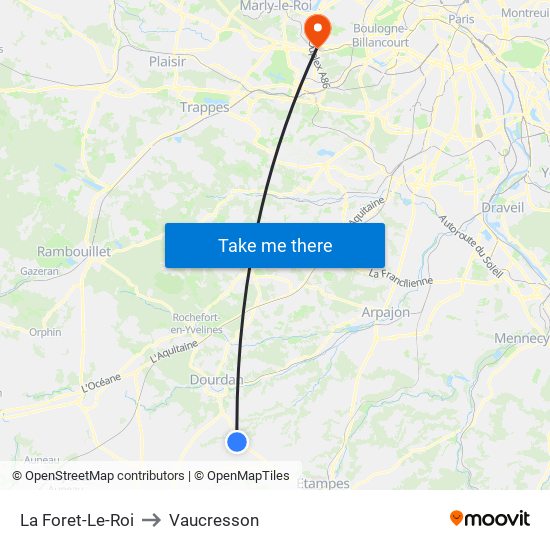 La Foret-Le-Roi to Vaucresson map