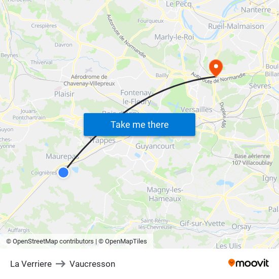 La Verriere to Vaucresson map