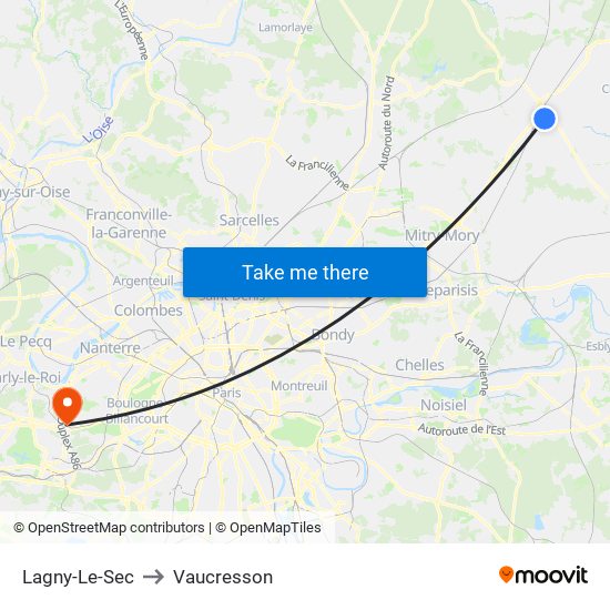 Lagny-Le-Sec to Vaucresson map