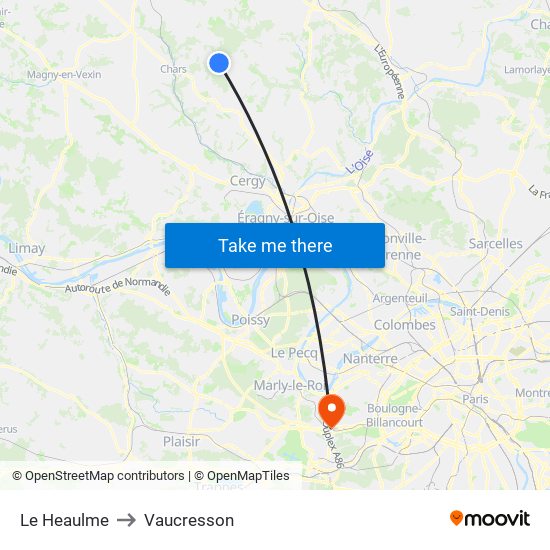 Le Heaulme to Vaucresson map