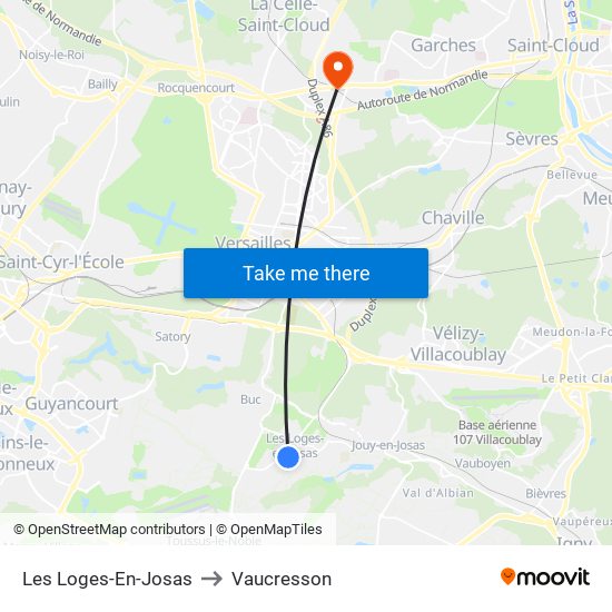 Les Loges-En-Josas to Vaucresson map