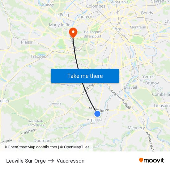 Leuville-Sur-Orge to Vaucresson map