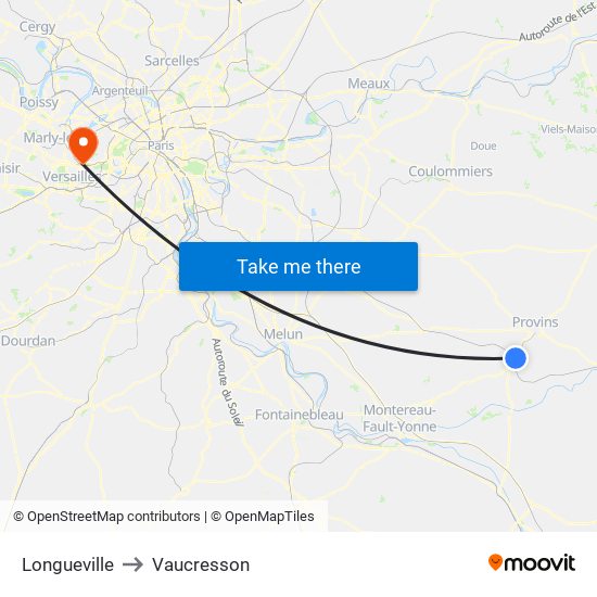 Longueville to Vaucresson map