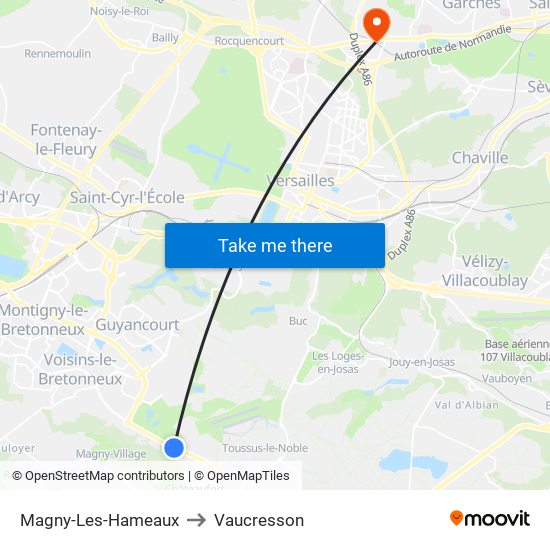 Magny-Les-Hameaux to Vaucresson map