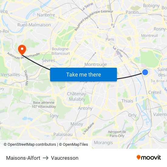 Maisons-Alfort to Vaucresson map