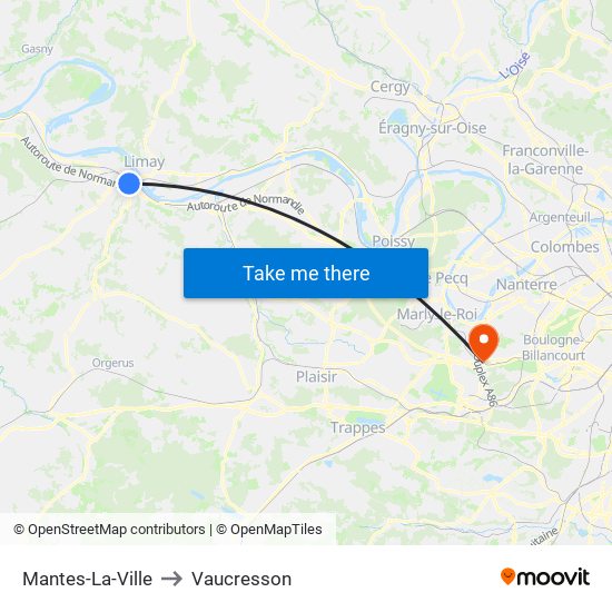 Mantes-La-Ville to Vaucresson map