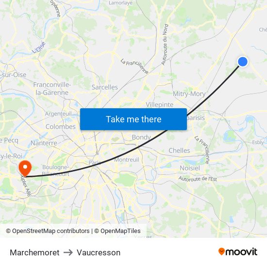Marchemoret to Vaucresson map