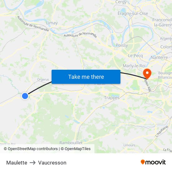 Maulette to Vaucresson map
