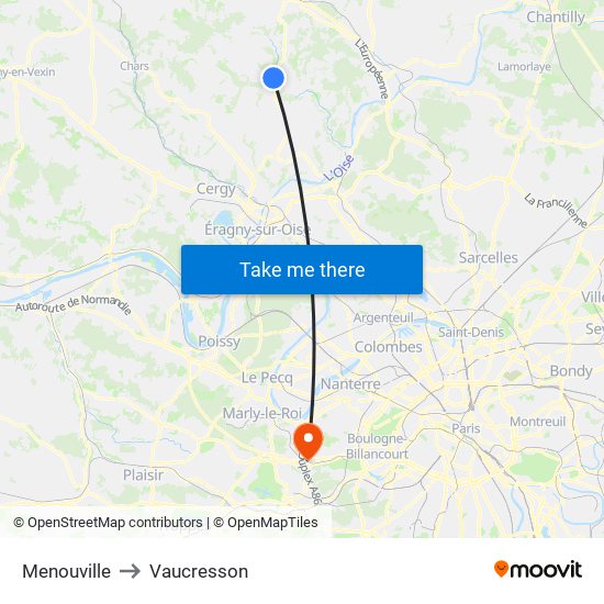 Menouville to Vaucresson map