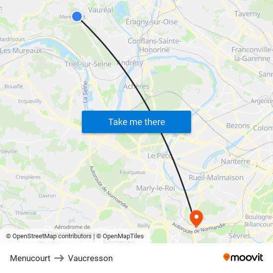 Menucourt to Vaucresson map