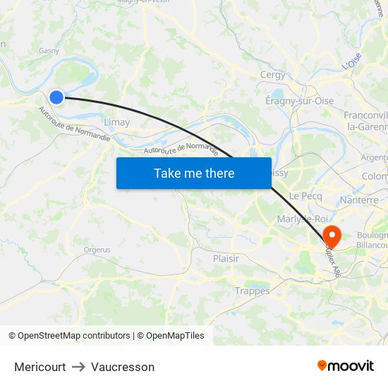 Mericourt to Vaucresson map