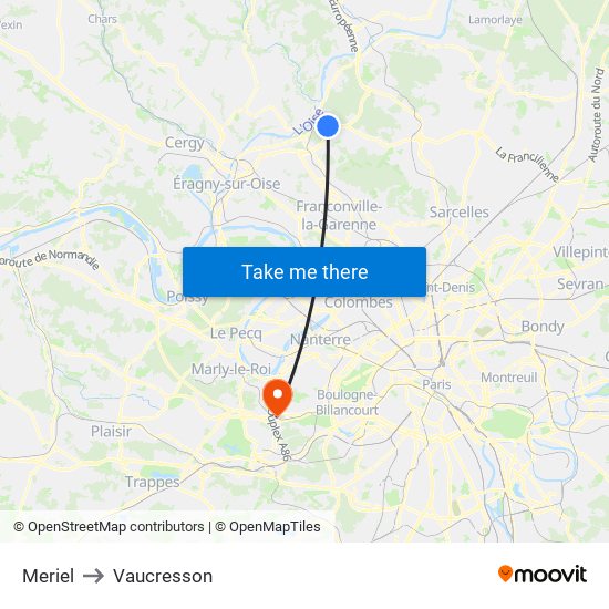 Meriel to Vaucresson map