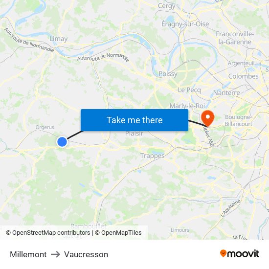 Millemont to Vaucresson map