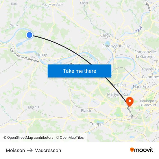 Moisson to Vaucresson map