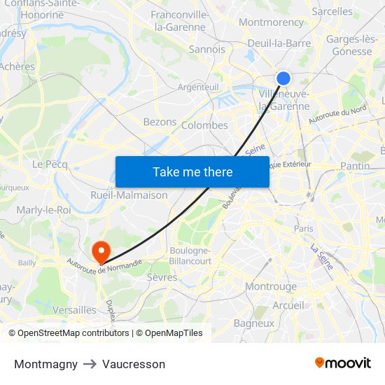 Montmagny to Vaucresson map