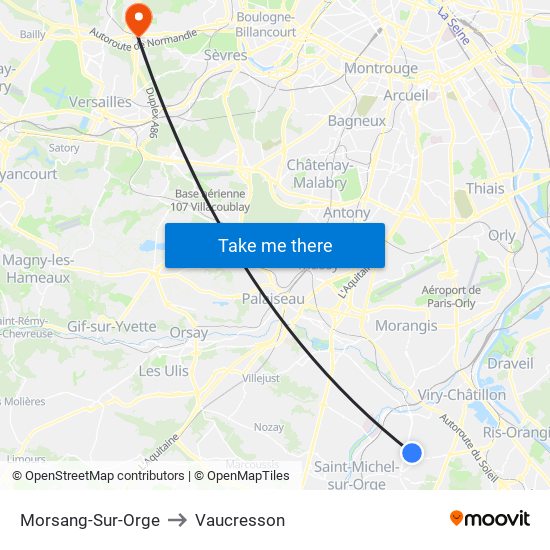 Morsang-Sur-Orge to Vaucresson map