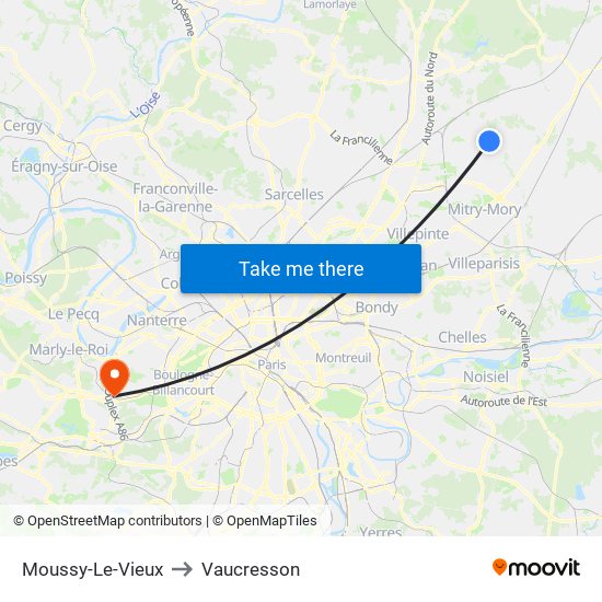 Moussy-Le-Vieux to Vaucresson map