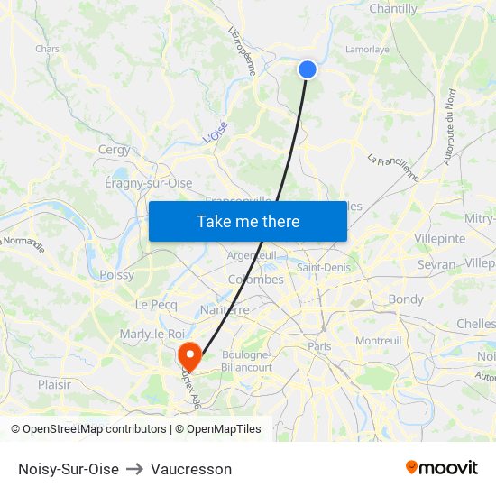 Noisy-Sur-Oise to Vaucresson map