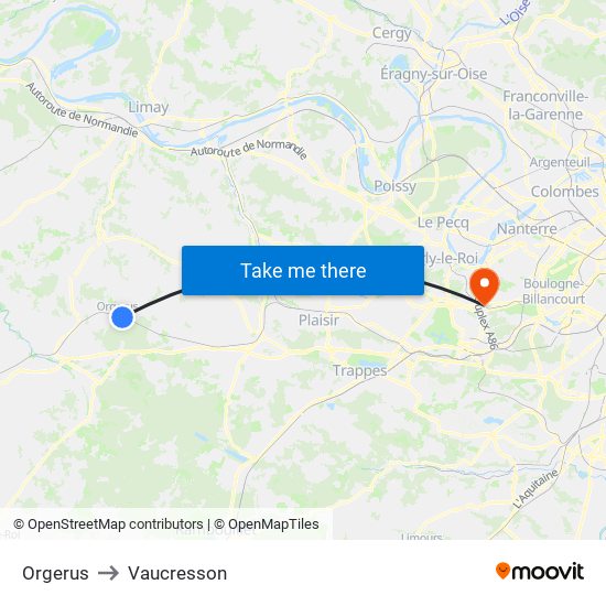 Orgerus to Vaucresson map