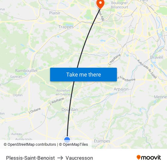 Plessis-Saint-Benoist to Vaucresson map