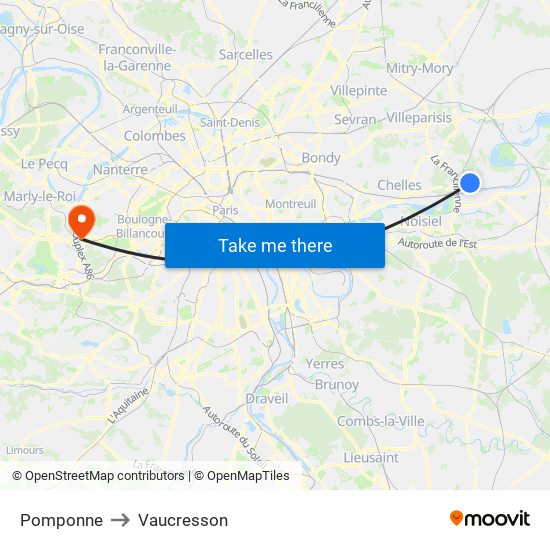 Pomponne to Vaucresson map