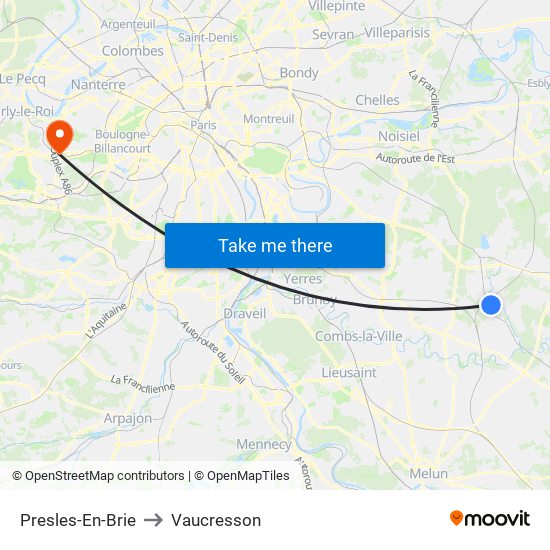 Presles-En-Brie to Vaucresson map