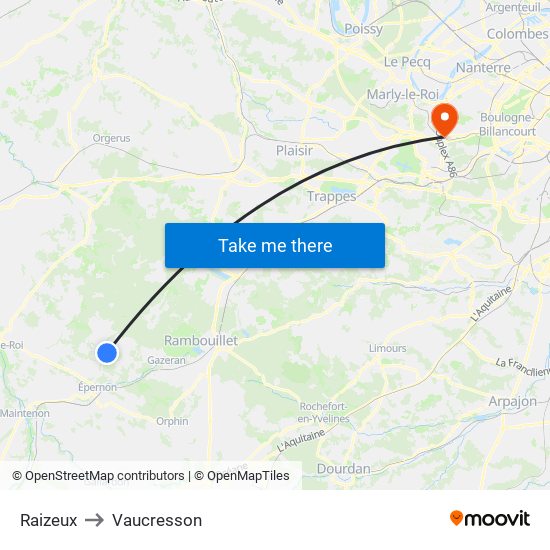 Raizeux to Vaucresson map