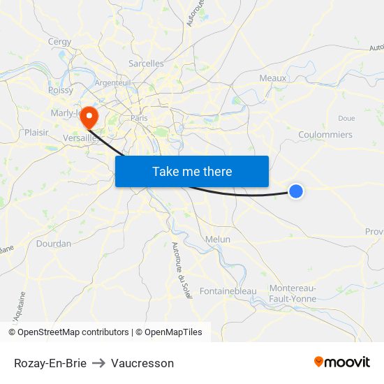 Rozay-En-Brie to Vaucresson map