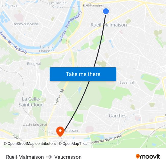 Rueil-Malmaison to Vaucresson map