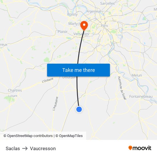 Saclas to Vaucresson map