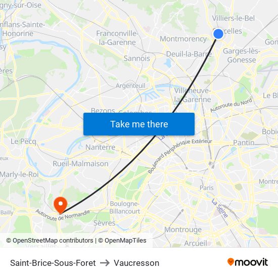 Saint-Brice-Sous-Foret to Vaucresson map
