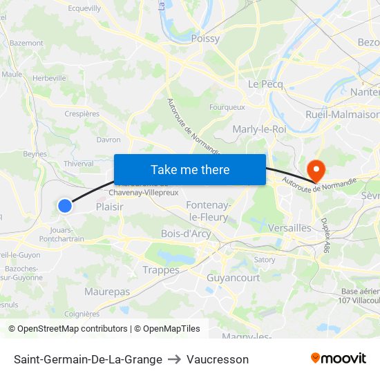Saint-Germain-De-La-Grange to Vaucresson map