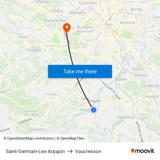 Saint-Germain-Les-Arpajon to Vaucresson map
