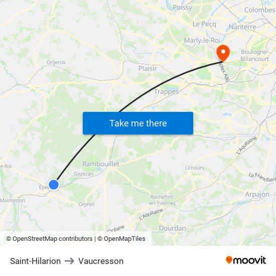 Saint-Hilarion to Vaucresson map