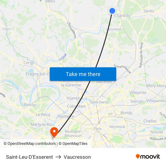 Saint-Leu-D'Esserent to Vaucresson map