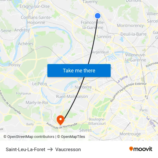 Saint-Leu-La-Foret to Vaucresson map
