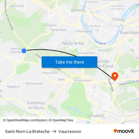 Saint-Nom-La-Breteche to Vaucresson map