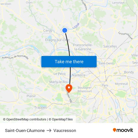 Saint-Ouen-L'Aumone to Vaucresson map