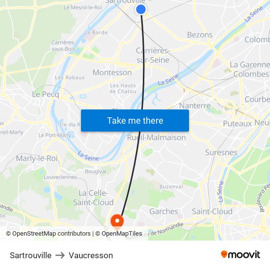 Sartrouville to Vaucresson map