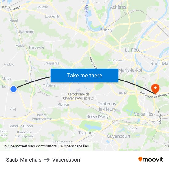 Saulx-Marchais to Vaucresson map