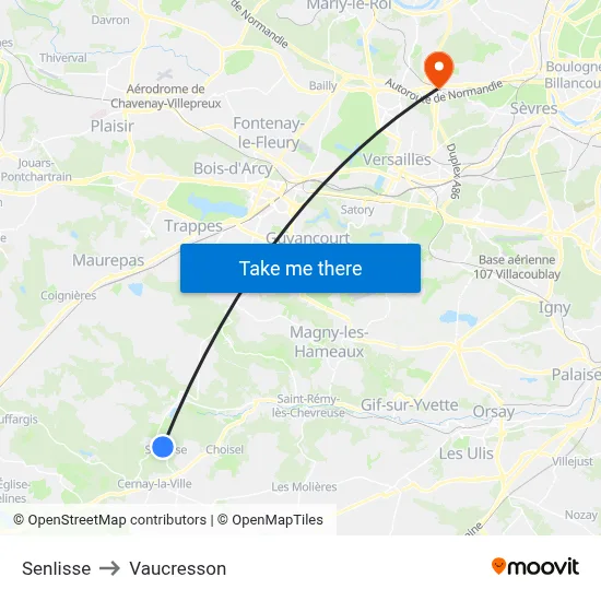 Senlisse to Vaucresson map