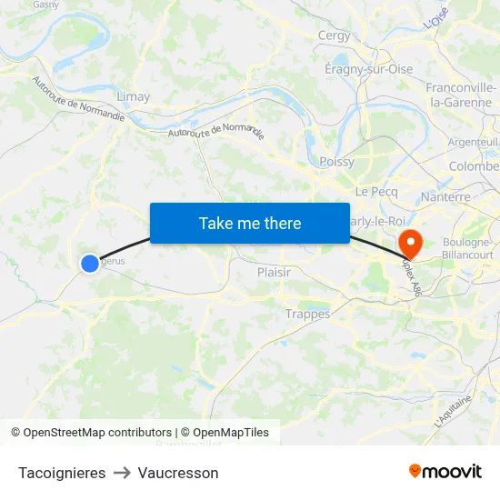 Tacoignieres to Vaucresson map