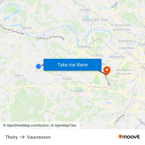 Thoiry to Vaucresson map