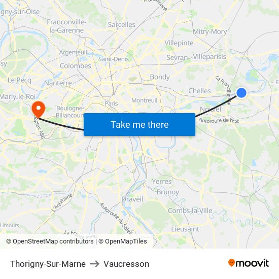 Thorigny-Sur-Marne to Vaucresson map