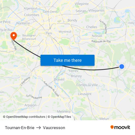 Tournan-En-Brie to Vaucresson map