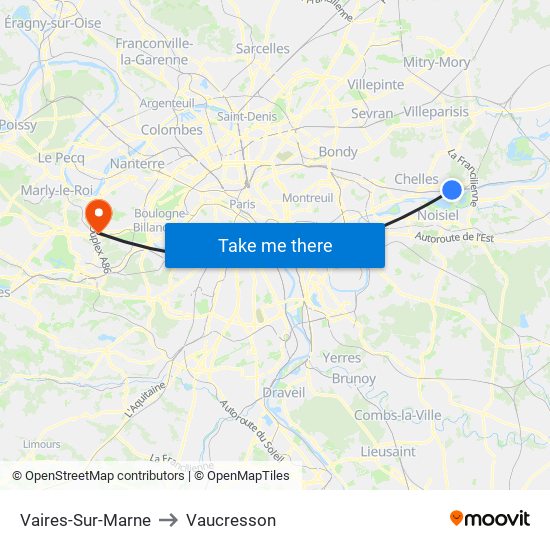 Vaires-Sur-Marne to Vaucresson map