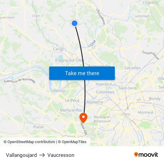 Vallangoujard to Vaucresson map