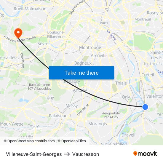 Villeneuve-Saint-Georges to Vaucresson map